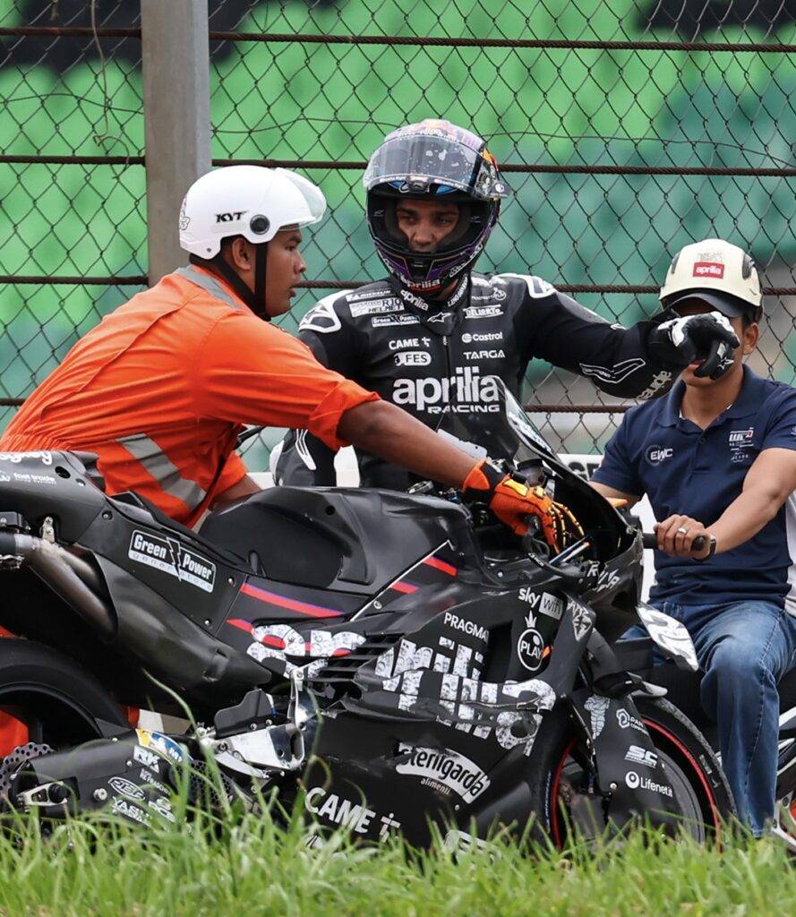 Jorge Martin, finiti i test a Sepang dopo la caduta nel primo giorno