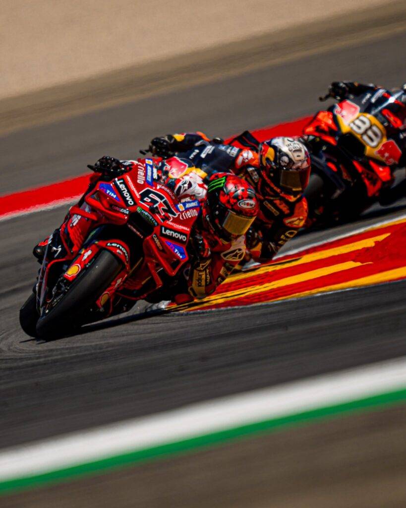 Pecco Bagnaia in pista ad Aragon
