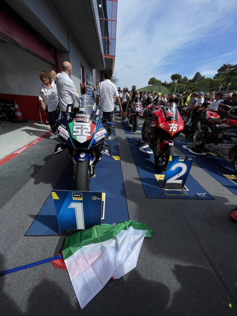 La moto di Alessandro Delbianco al parco chiuso