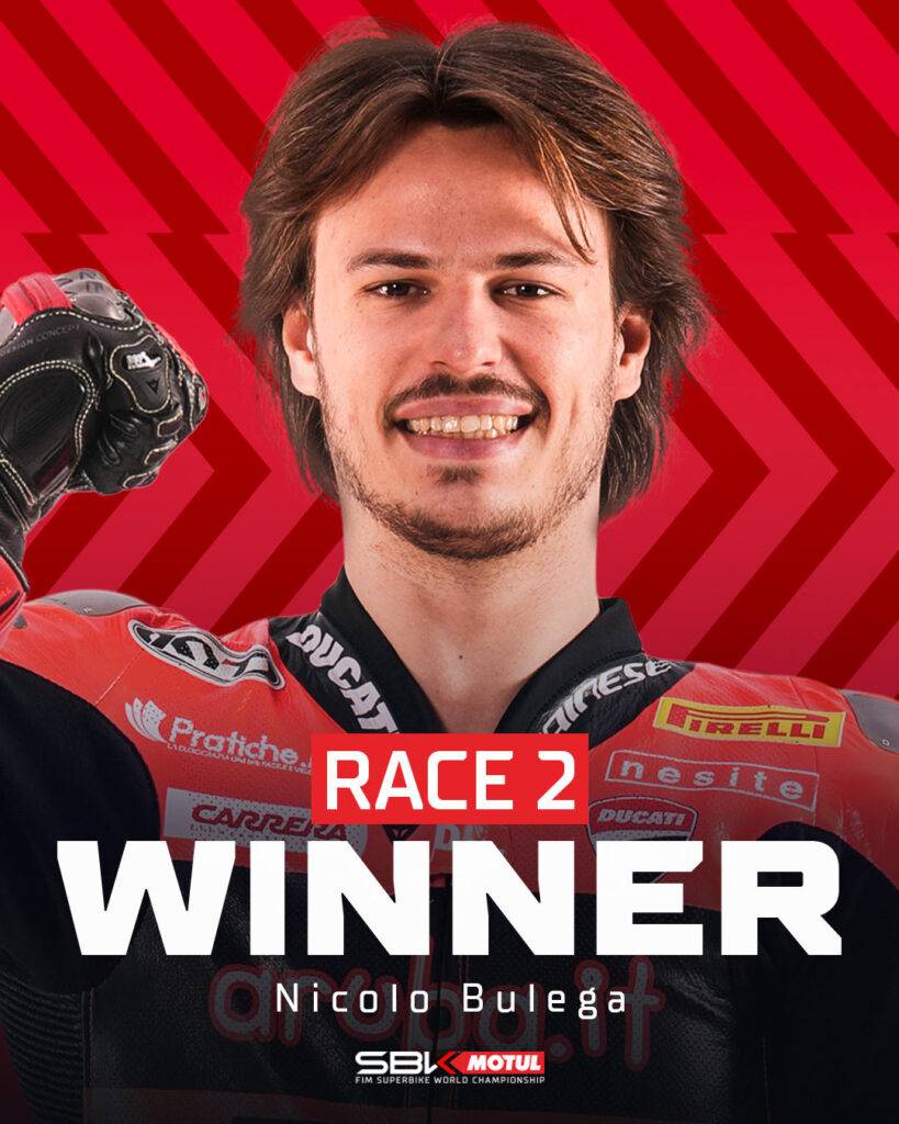 Nicolò Bulega, vincitore di Gara2 del round di Estoril di WorldSBK