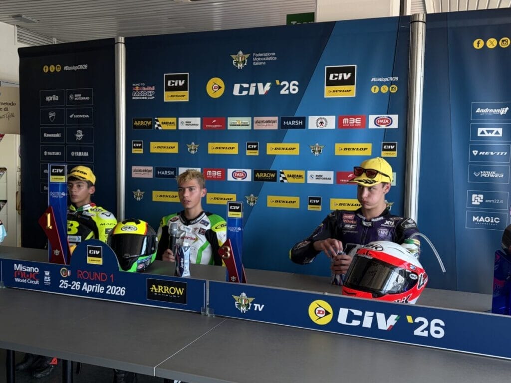 I primi 3 sul podio in conferenza stampa CIV Misano